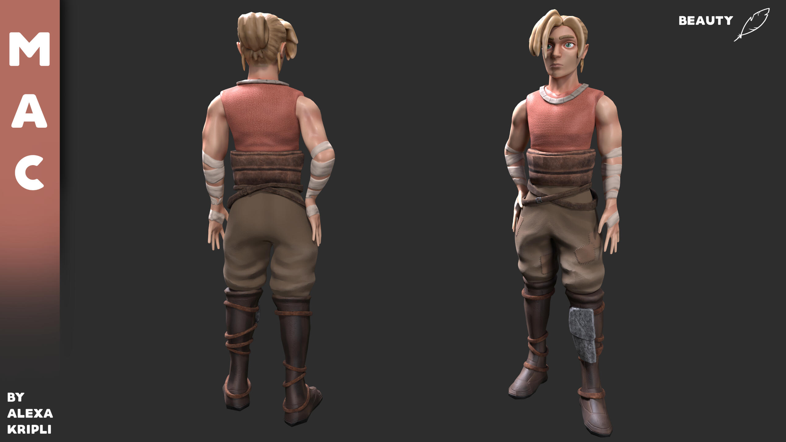 Mac - Mid Poly Character with Stylized Textures
